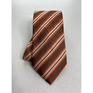 Paul Zileri Brown and Orange Striped Pattern 100% Silk Designer Italian Tie